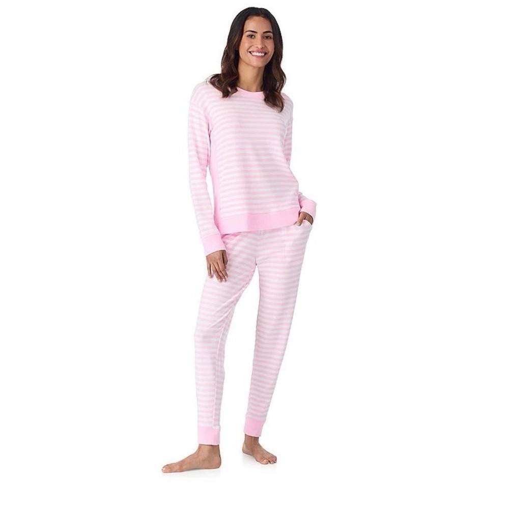 New Cuddl Duds Women's XXL 2pc Soft Pajama Set Sweater Knit Striped Top Pants